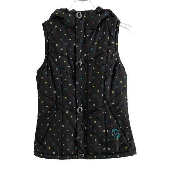 Burton Snow Ski Hooded Vest Confetti Check Print Small - Picture 1 of 12